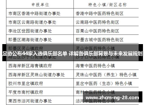 足协公布44家入选俱乐部名单 详解各俱乐部背景与未来发展规划 足协公布44家入选俱乐部名单 详解各俱乐部背景与未来发展规划